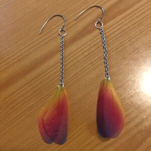 Vibrant Red and Orange Butterfly Wing Earrings